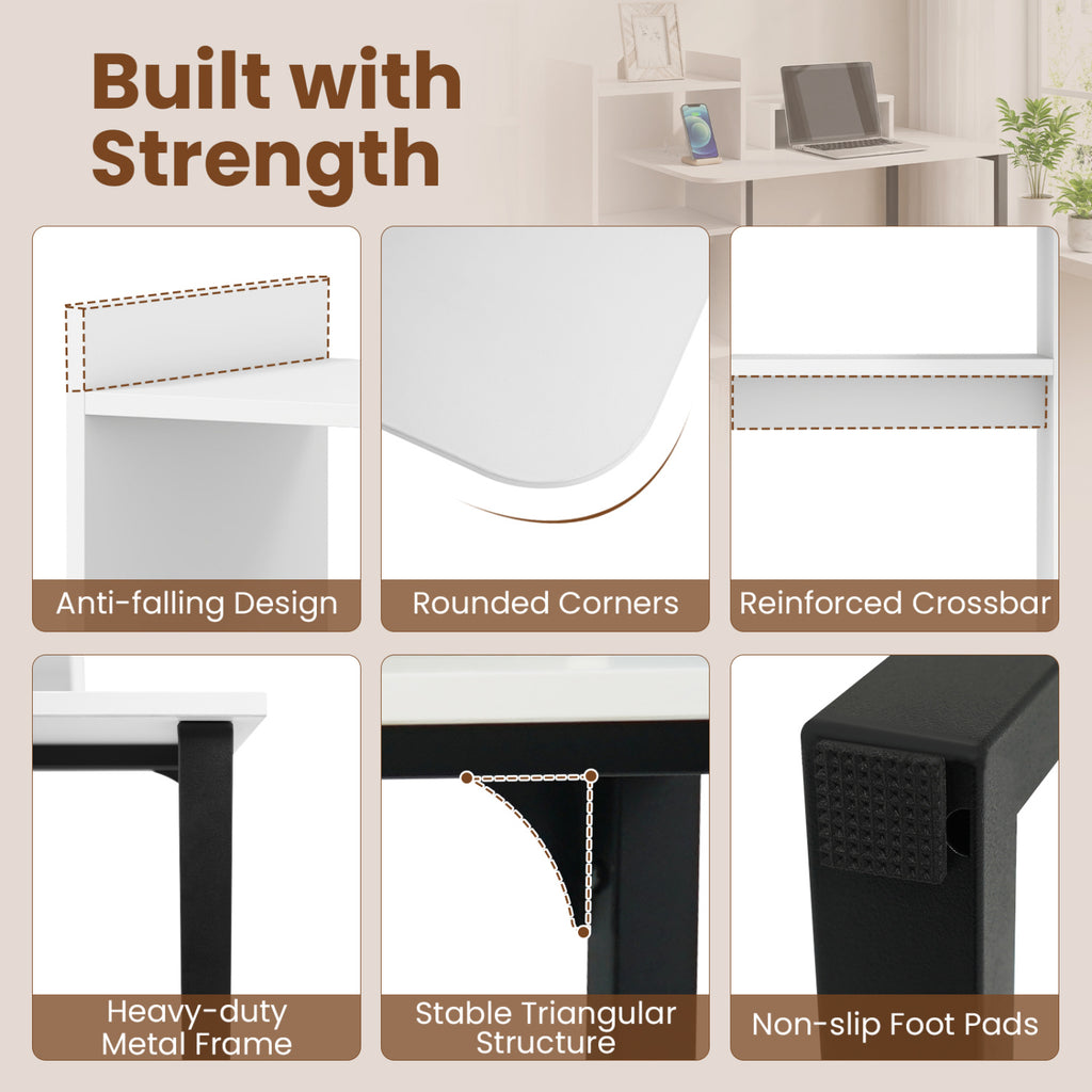 43.5" Computer Desk with Charging Station and Ergonomic Monitor Stand