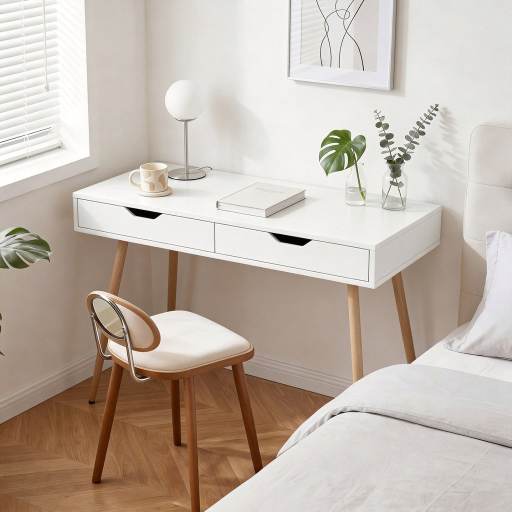 43.5" Computer Desk with 2 Drawers, White
