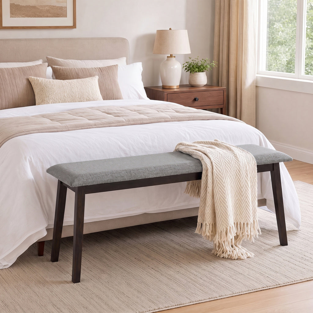 43.5 Inch Upholstered Entryway Bench - Gray
