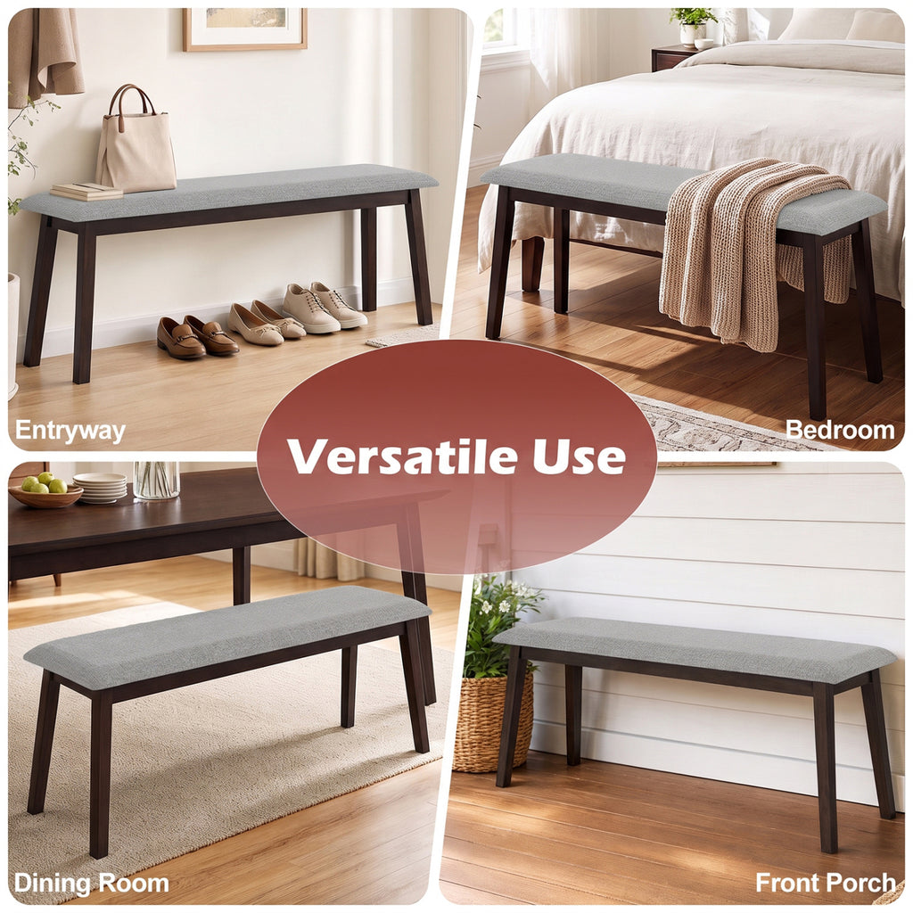 43.5 Inch Upholstered Entryway Bench - Gray