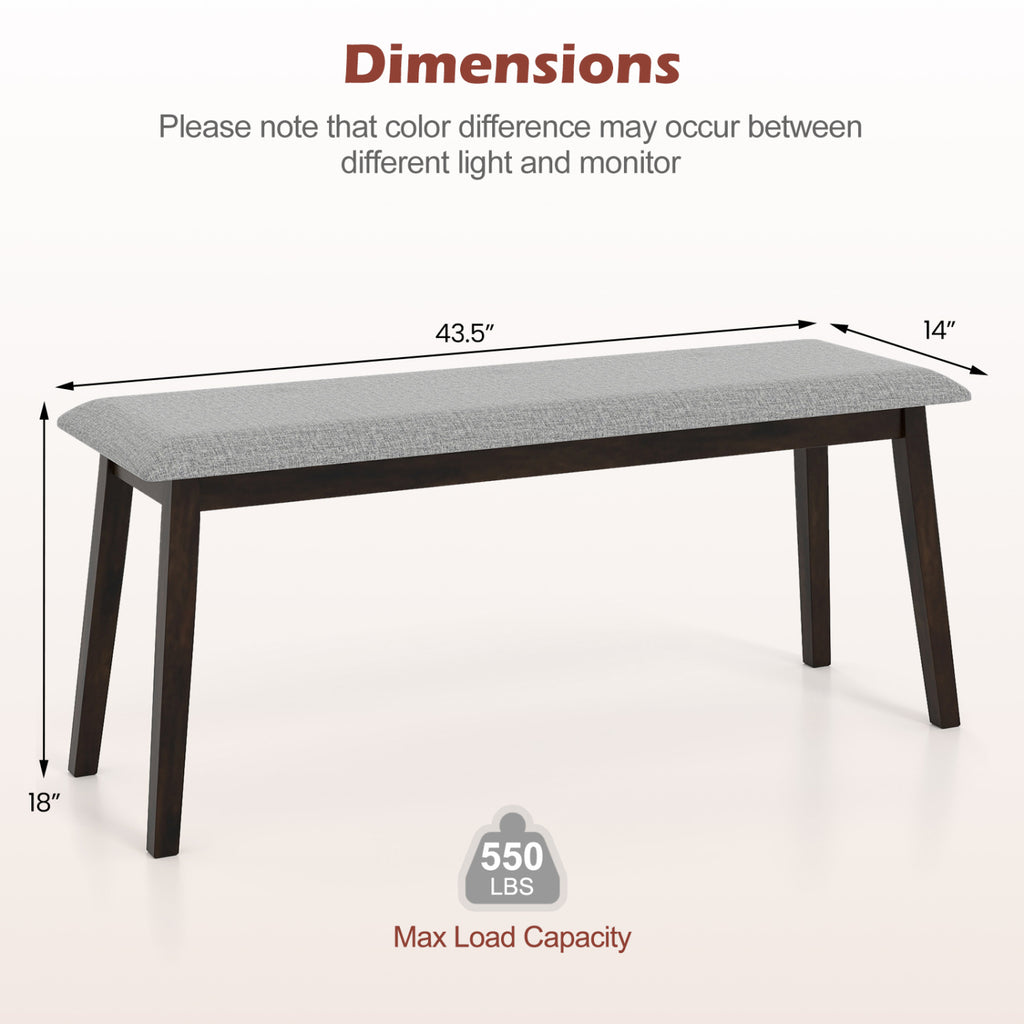 43.5 Inch Upholstered Entryway Bench - Gray