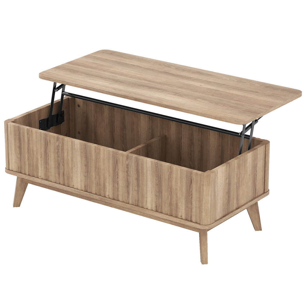 43.5" Walnut Lift-Top Coffee Table with Fluted Design