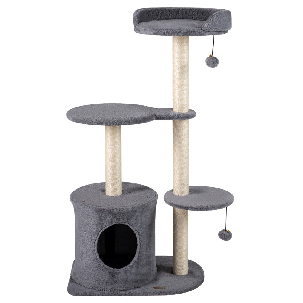 43-Inch Cat Tree with Plush Perches & Sisal Scratching Posts - Gray