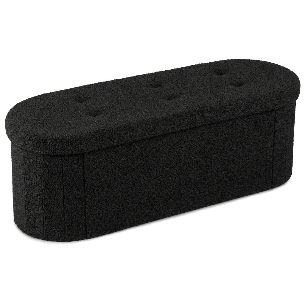 43" Folding Teddy Storage Ottoman Bench with Dividers for Living Room