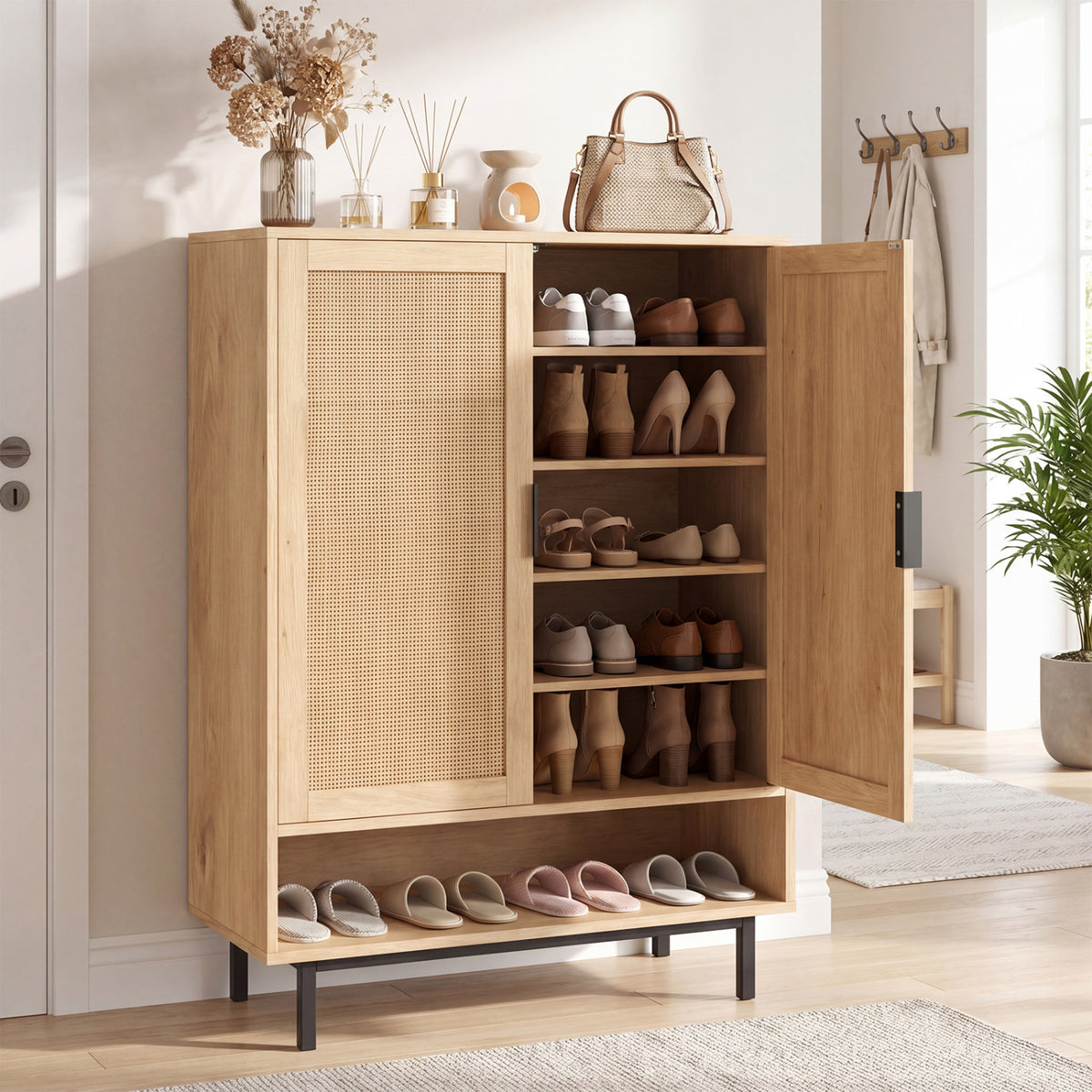 43 Inch 6-Tier Tall Shoe Cabinet with Double Doors