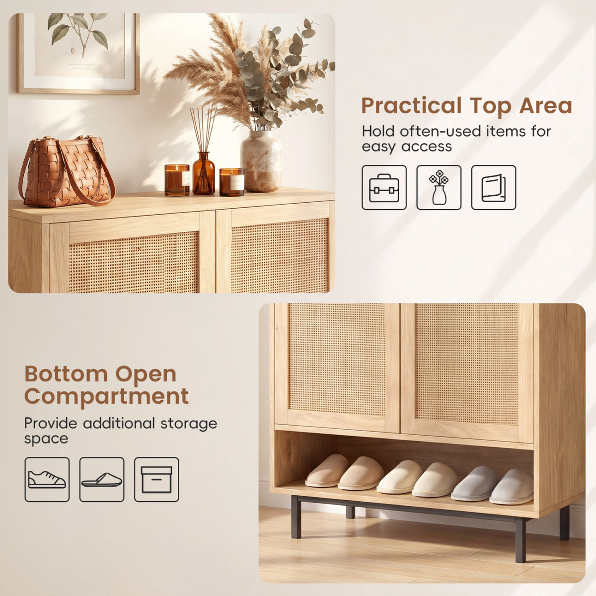 43 Inch 6-Tier Tall Shoe Cabinet with Double Doors