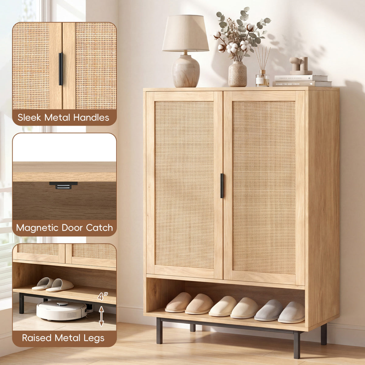 43 Inch 6-Tier Tall Shoe Cabinet with Double Doors