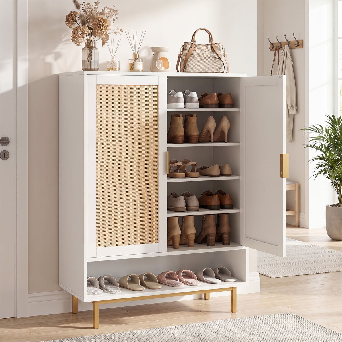 43 Inch 6-Tier Tall Shoe Cabinet with Double Doors