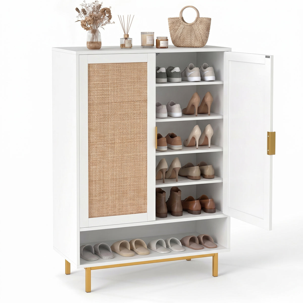 43 Inch 6-Tier Tall Shoe Cabinet with Double Doors