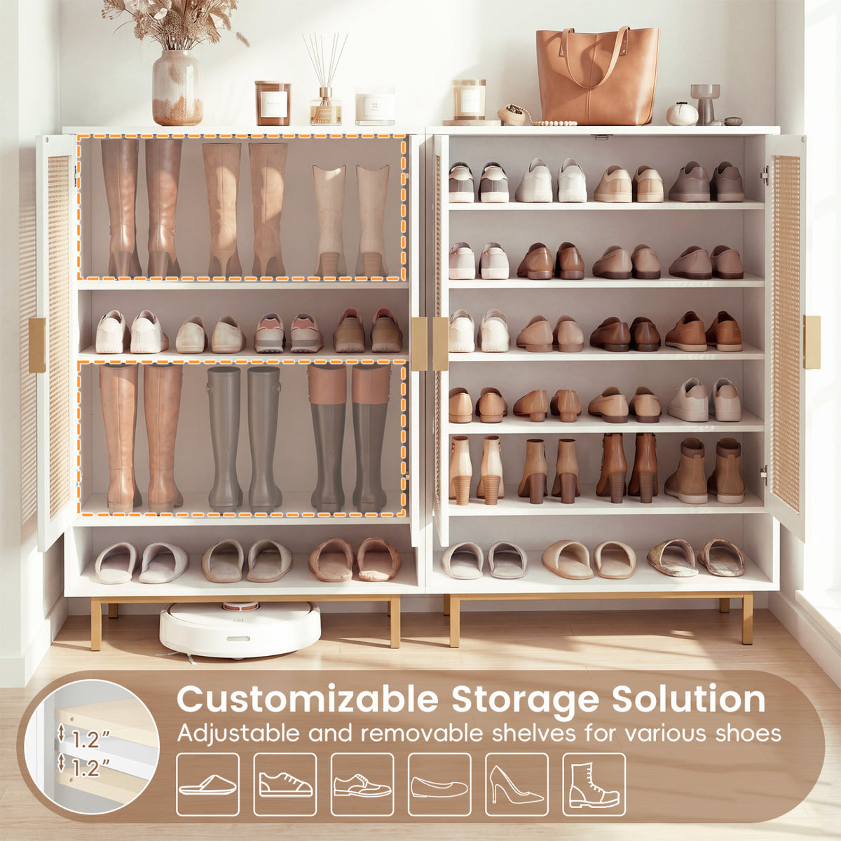43 Inch 6-Tier Tall Shoe Cabinet with Double Doors