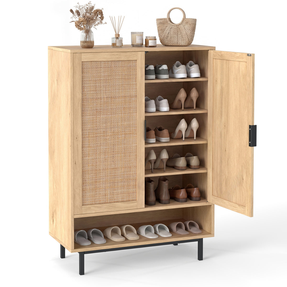 43 Inch 6-Tier Tall Shoe Cabinet with Double Doors