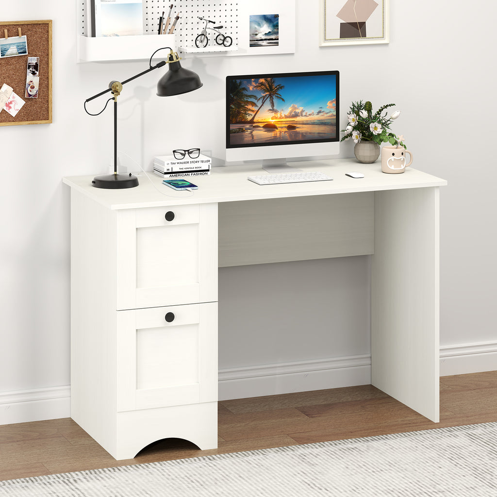 Wooden Computer Desk Workstation with 2 Drawers for Home and Office