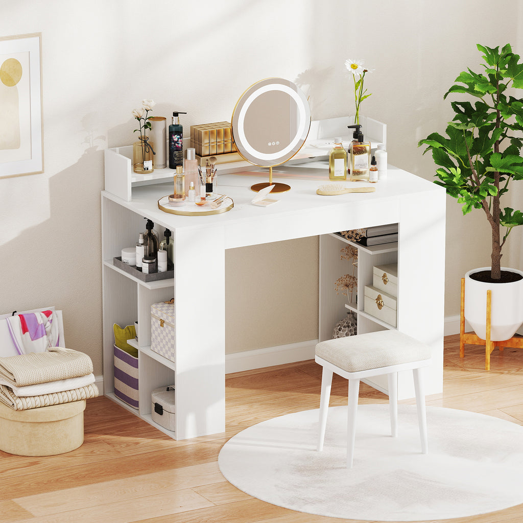 43 Inch Computer Desk with Power Outlets and 2 Bookcases