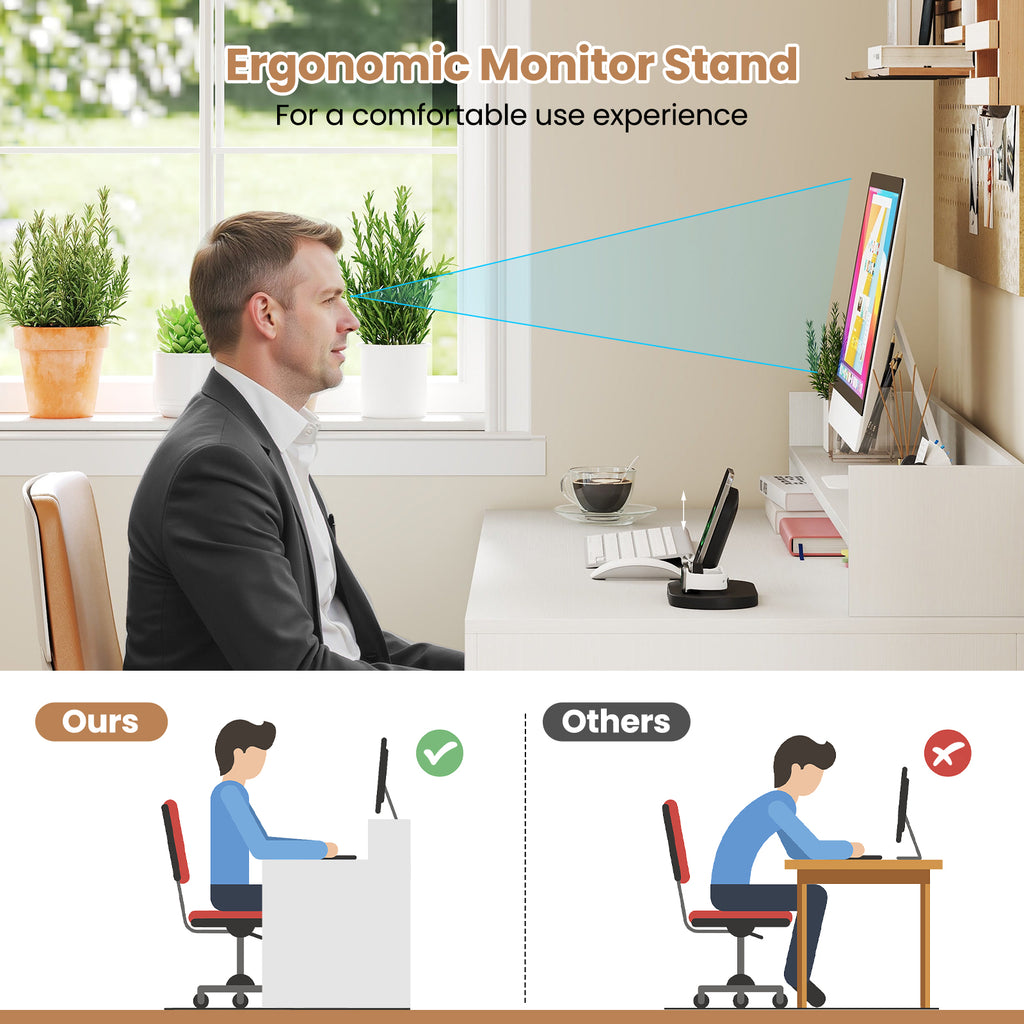 43 Inch Computer Desk with Power Outlets and 2 Bookcases