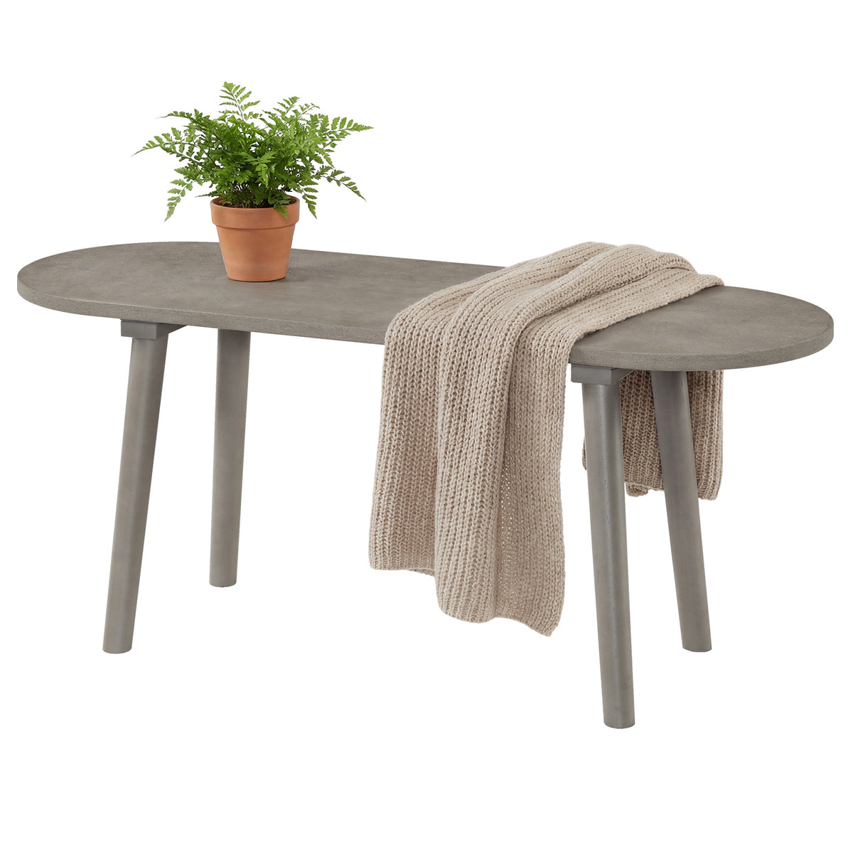 43 Inch Farmhouse Dining Bench with Rubber Wood Legs - Gray