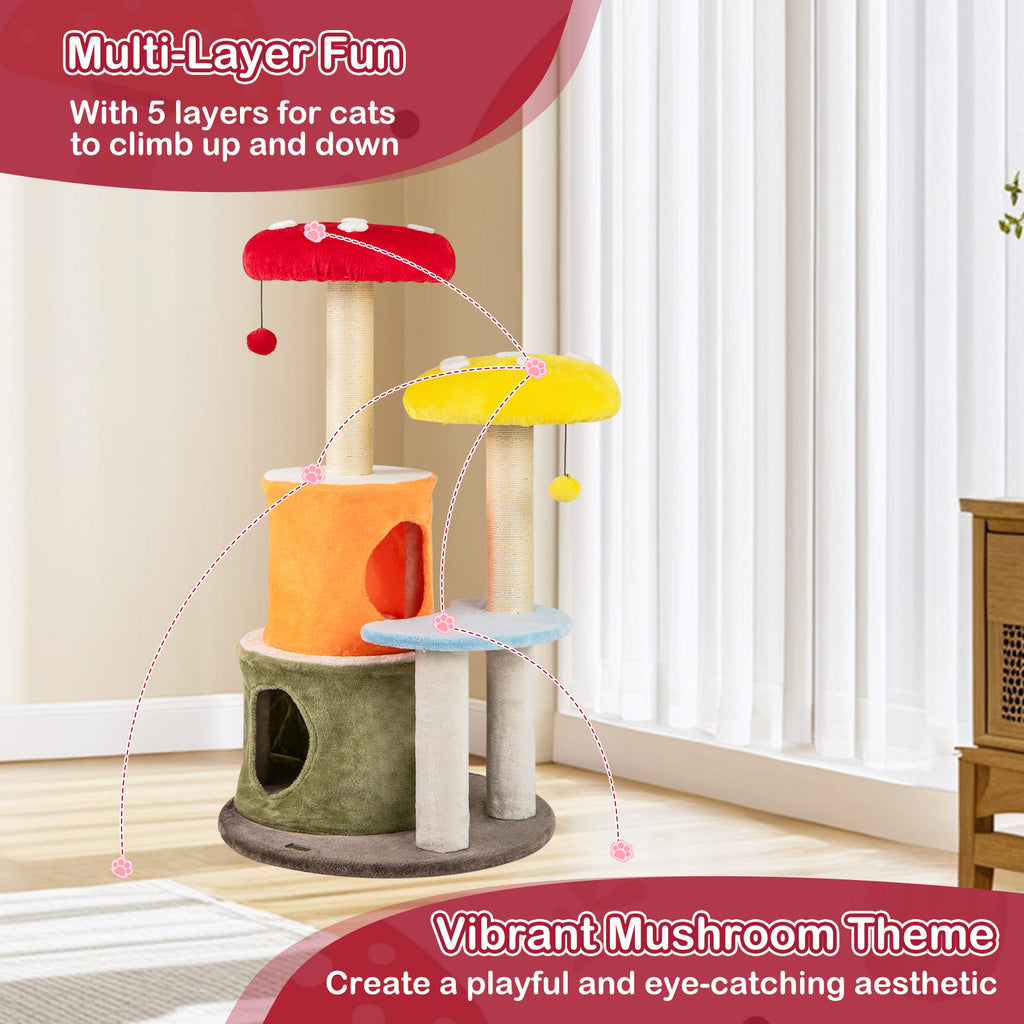 43 Inch Tall Cat Tree with 2 Condos & Padded Platforms - Multicolor, Costway