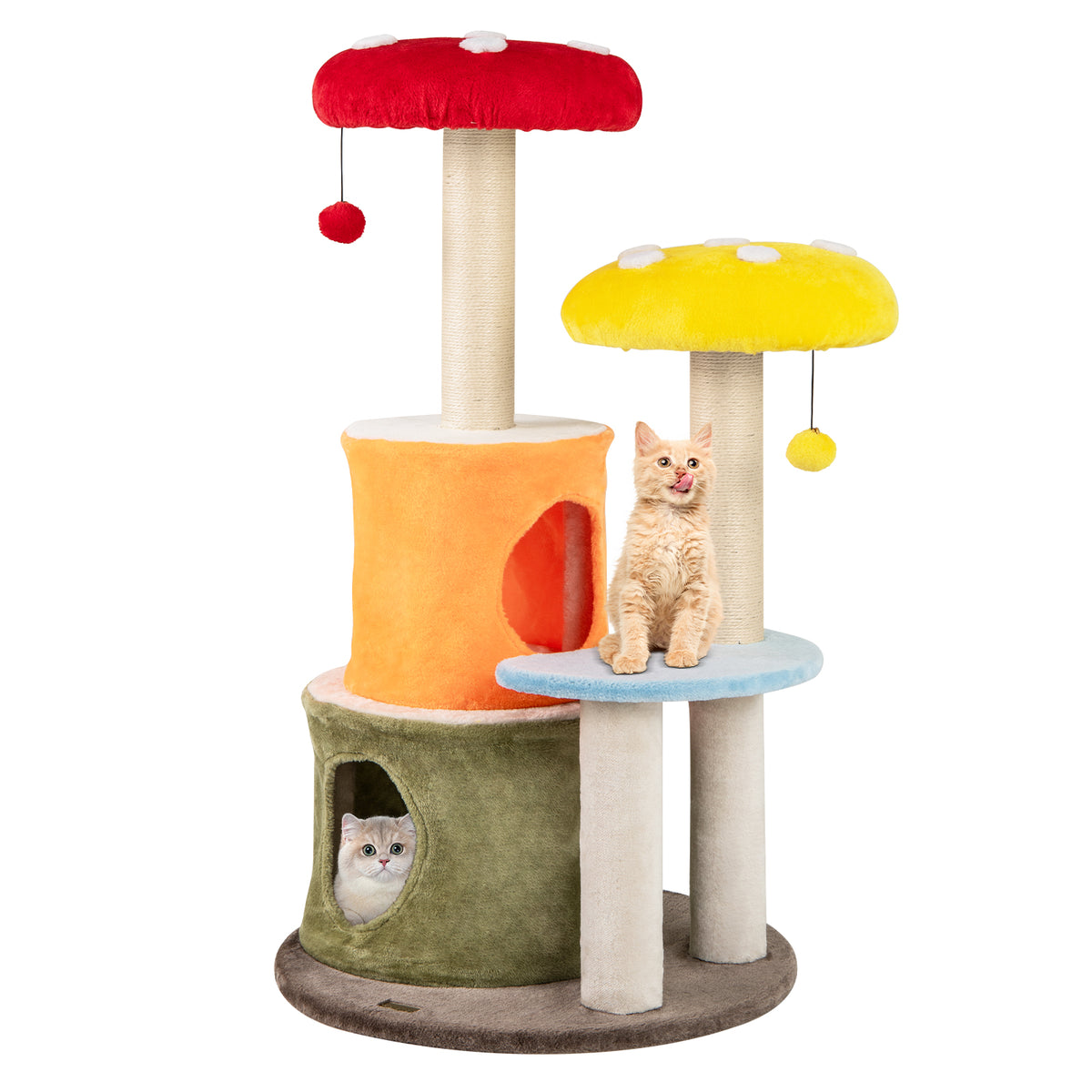 43 Inch Tall Cat Tree with 2 Condos & Padded Platforms - Multicolor, Costway