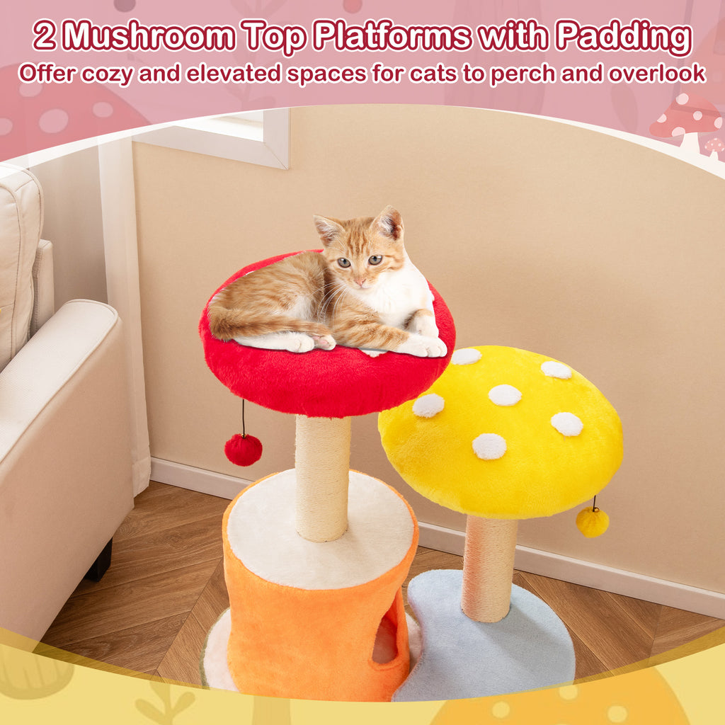 43 Inch Tall Cat Tree with 2 Condos & Padded Platforms - Multicolor, Costway