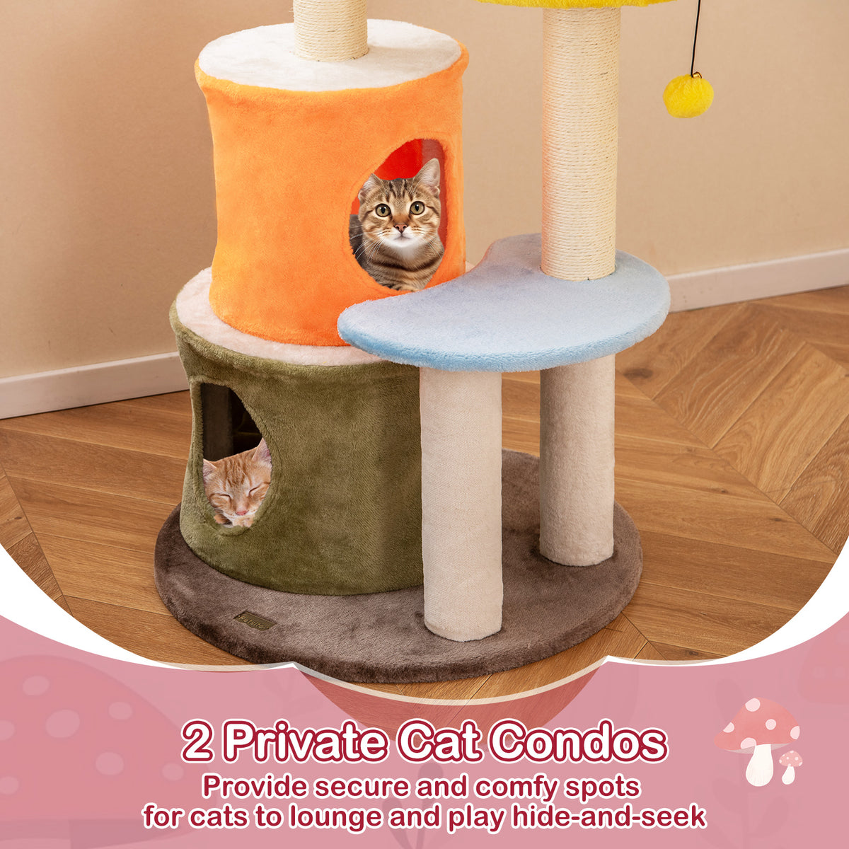 43 Inch Tall Cat Tree with 2 Condos & Padded Platforms - Multicolor, Costway