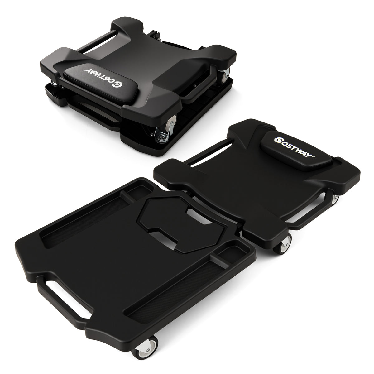 43" Foldable Mechanic Creeper with Padded Headrest - Black