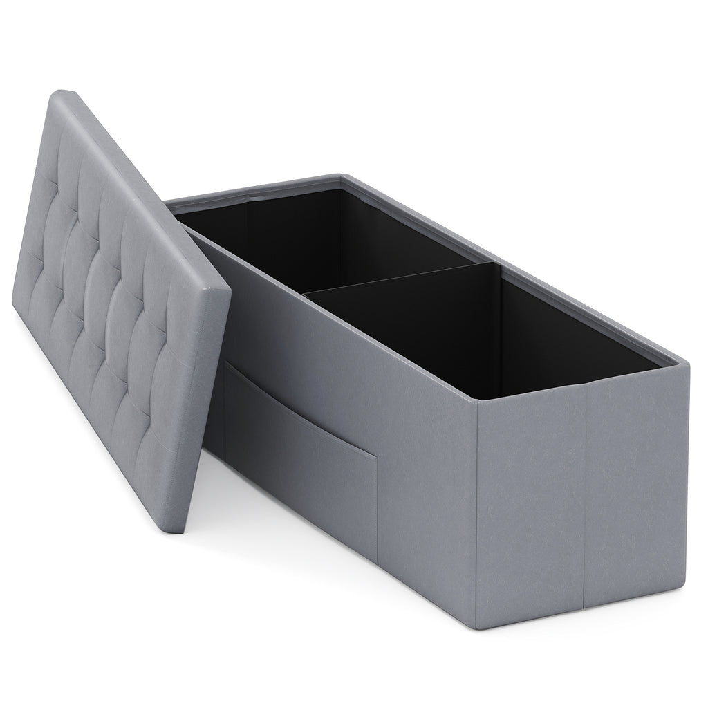 43-Inch Folding Storage Ottoman Bench, Gray