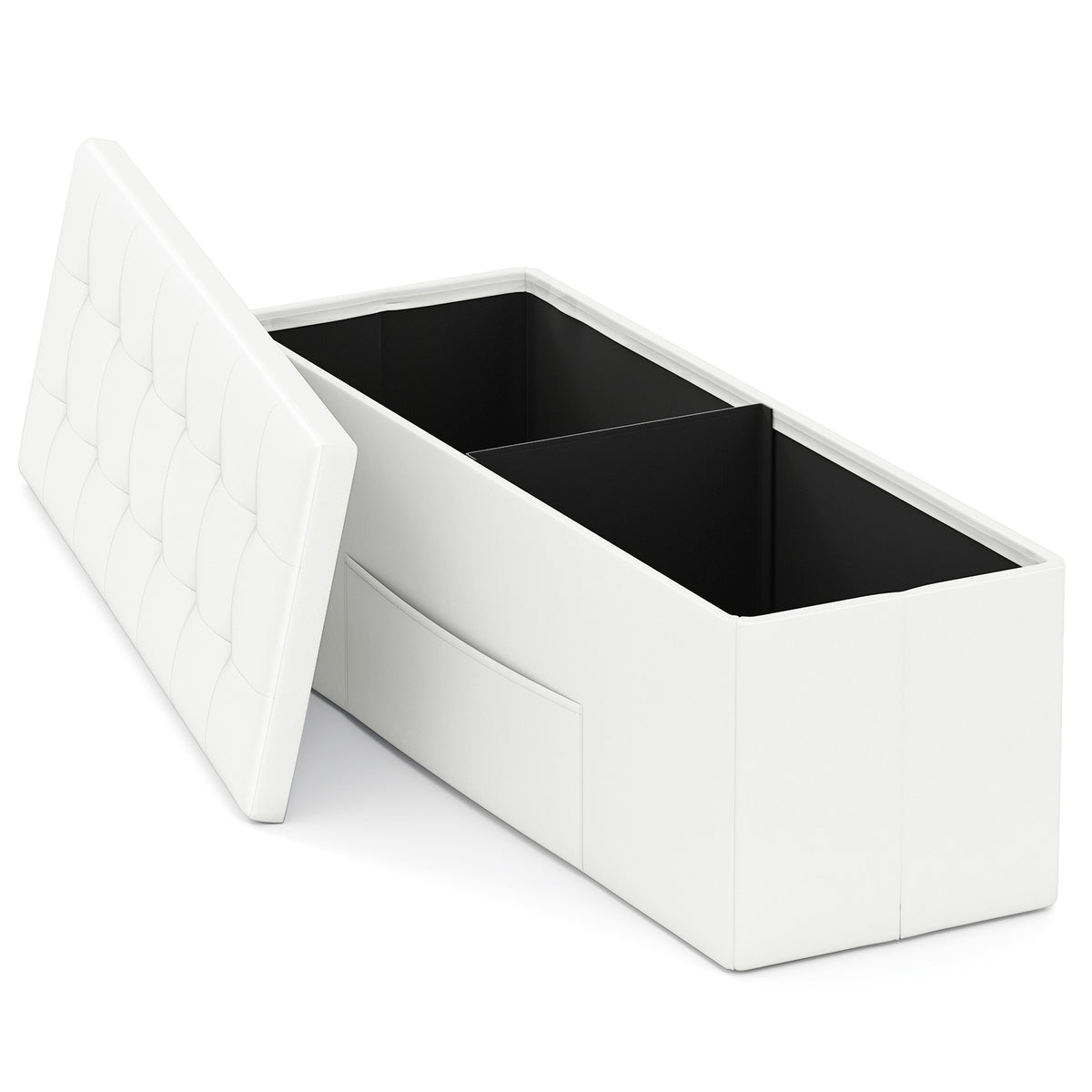 43-Inch Folding Storage Ottoman Bench, White