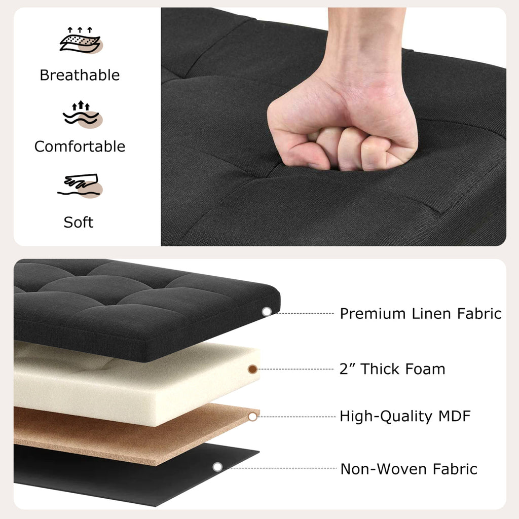43 Inches Folding Storage Ottoman Bench Linen End of Bed with Padded