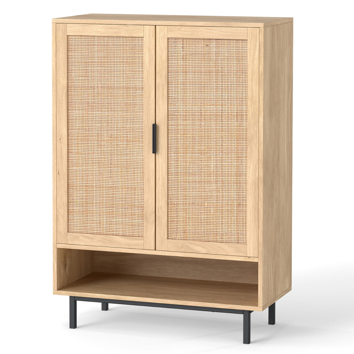 Narrow Shoe Cabinet with Adjustable Shelves - Oak