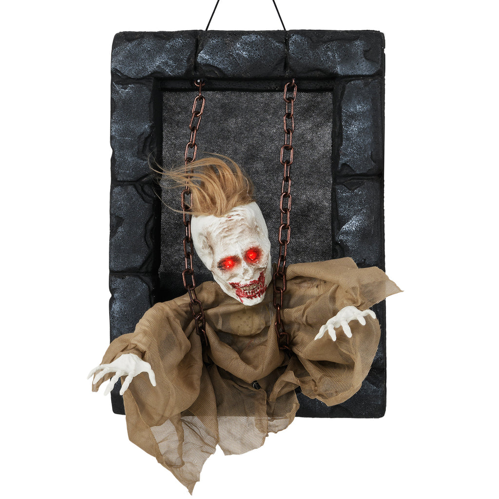 Halloween Hanging Skull Prisoner Decor - Light & Sound Activation, Variation B