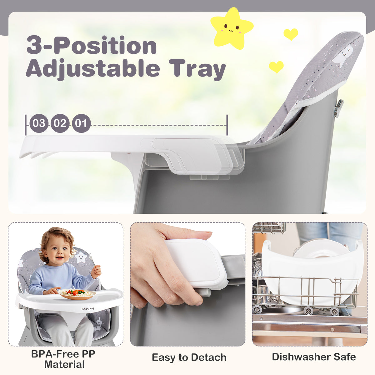 16-in-1 Baby High Chair with Activity Center & Booster Seat, Gray