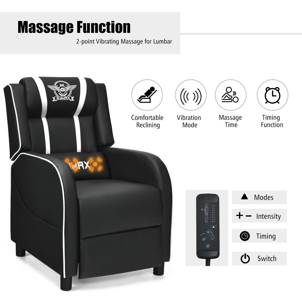 Massage Gaming Recliner PU Leather Chair with Footrest