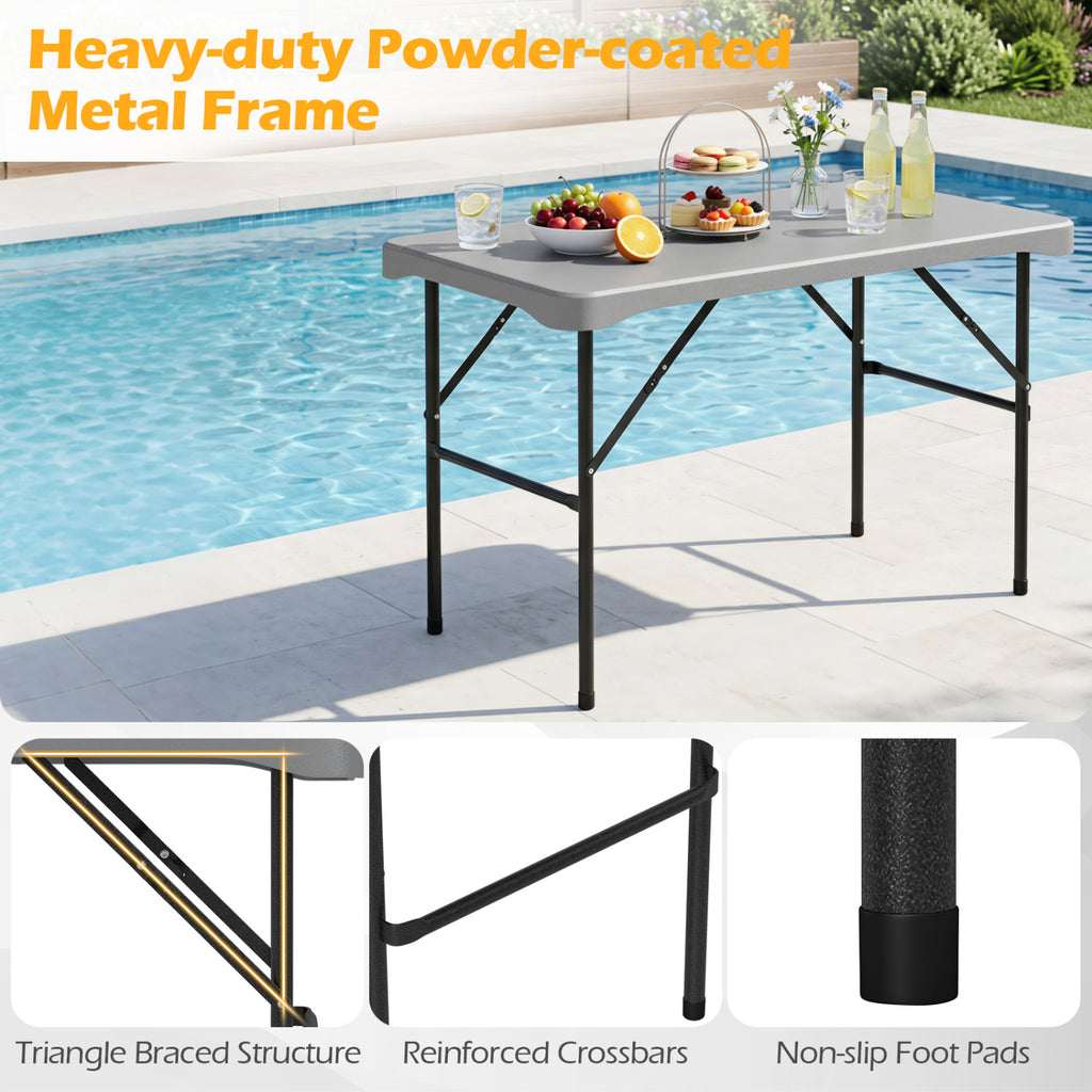 44" HDPE Folding Picnic Table Set with 2 Benches