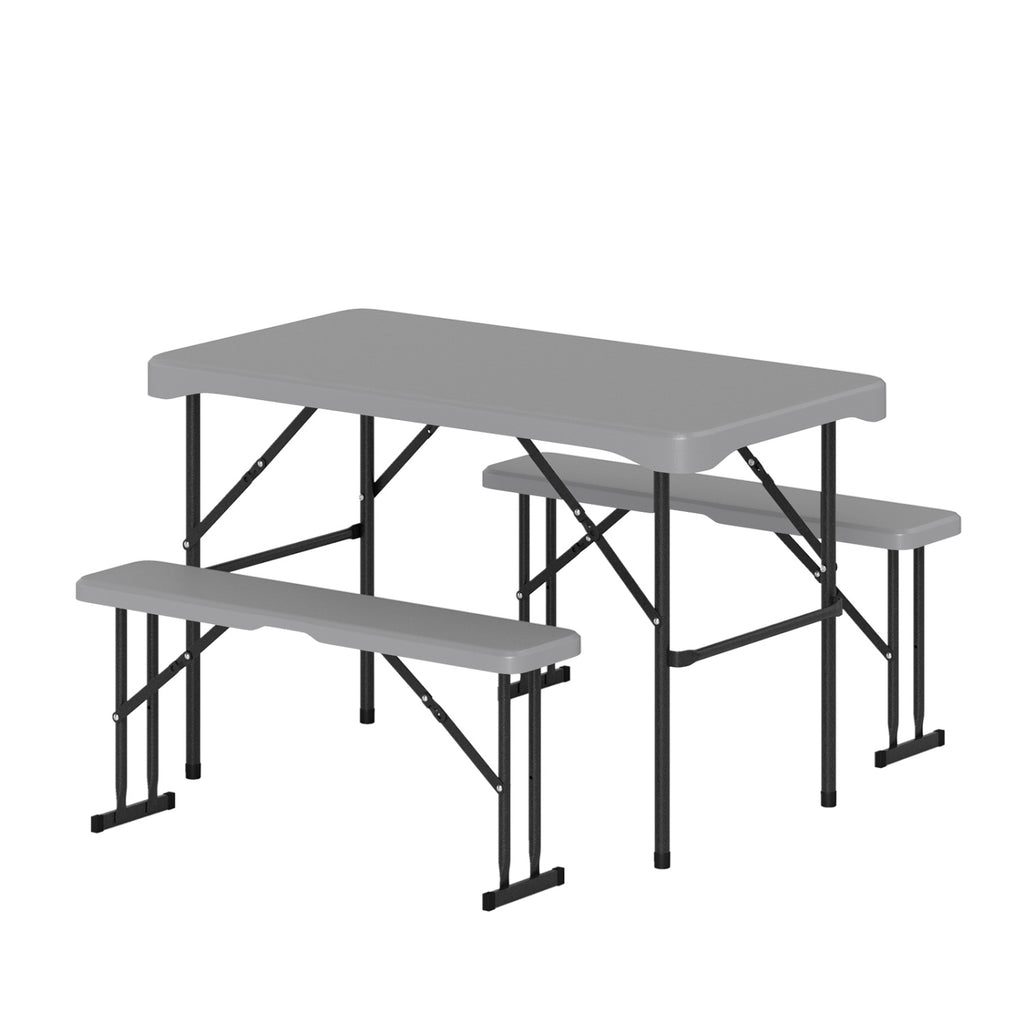 44" HDPE Folding Picnic Table Set with 2 Benches