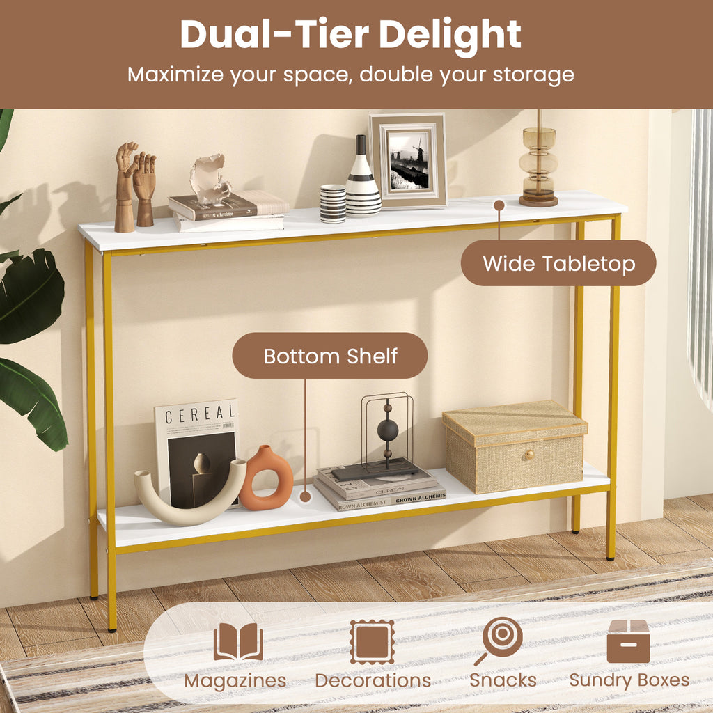 44 Inch Console Table with Shelf - White