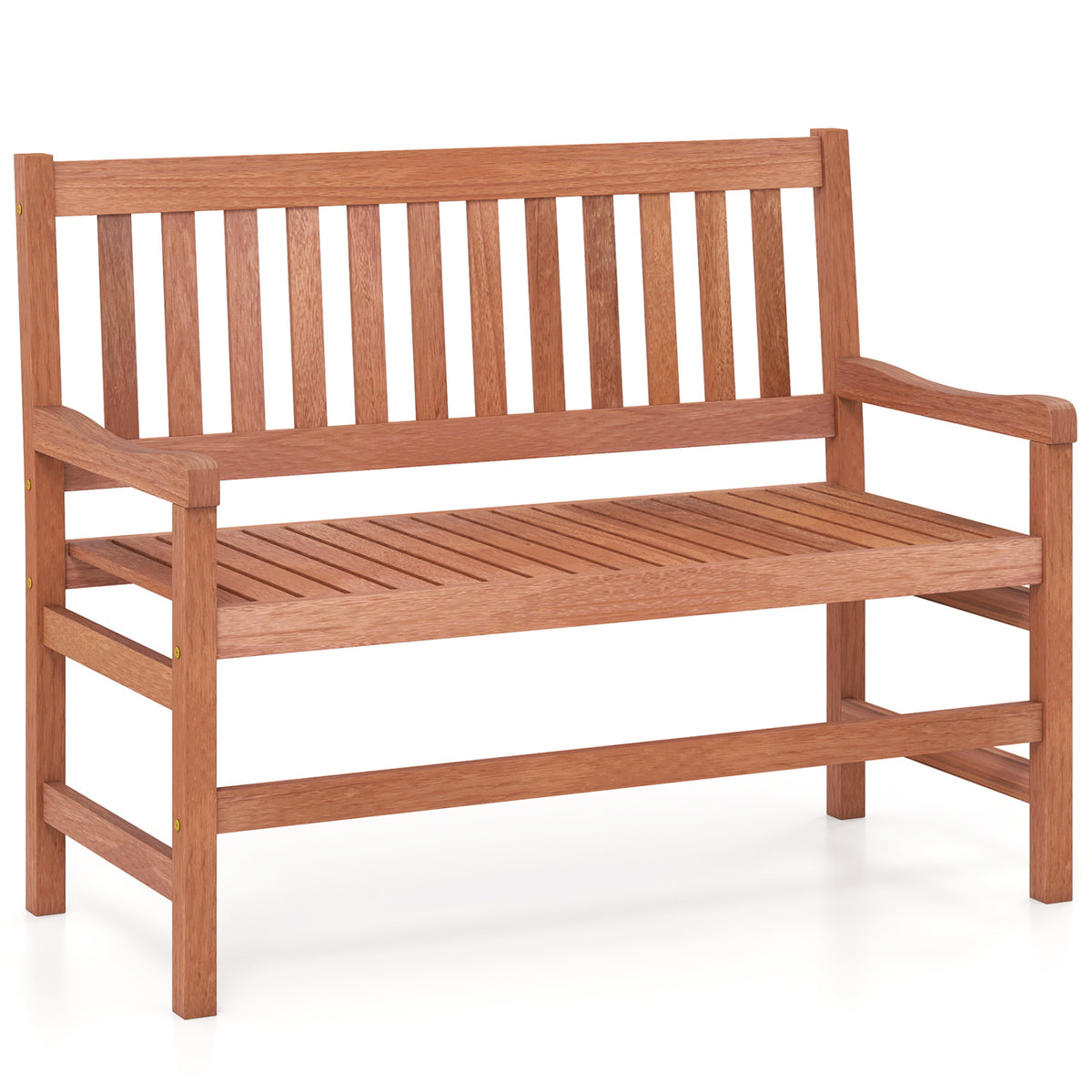 2-Person Patio Acacia Wood Garden Chair with Armrests and Backrest