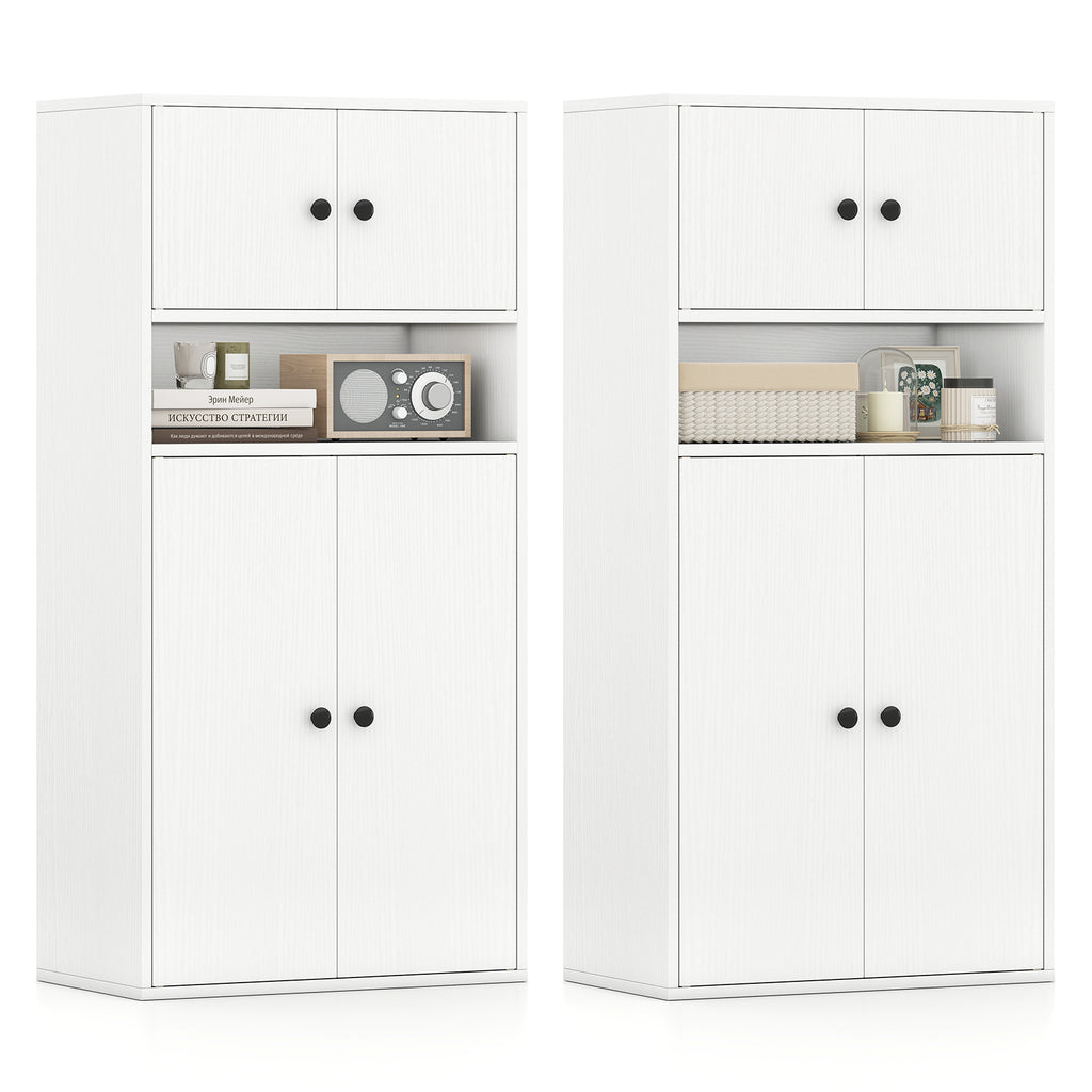 44 Inches Tall Bookshelf with Doors and Adjustable Shelf