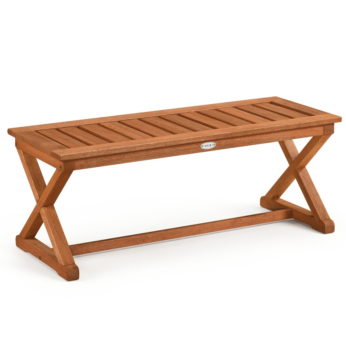 2-Person 44" Solid Wood Outdoor Bench with Slatted Seat for Patio