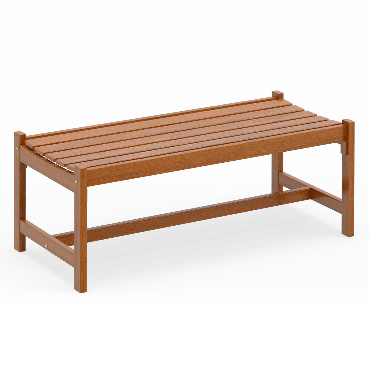 44-Inch Outdoor Wood Dining Bench - Solid Hardwood, Set of 1