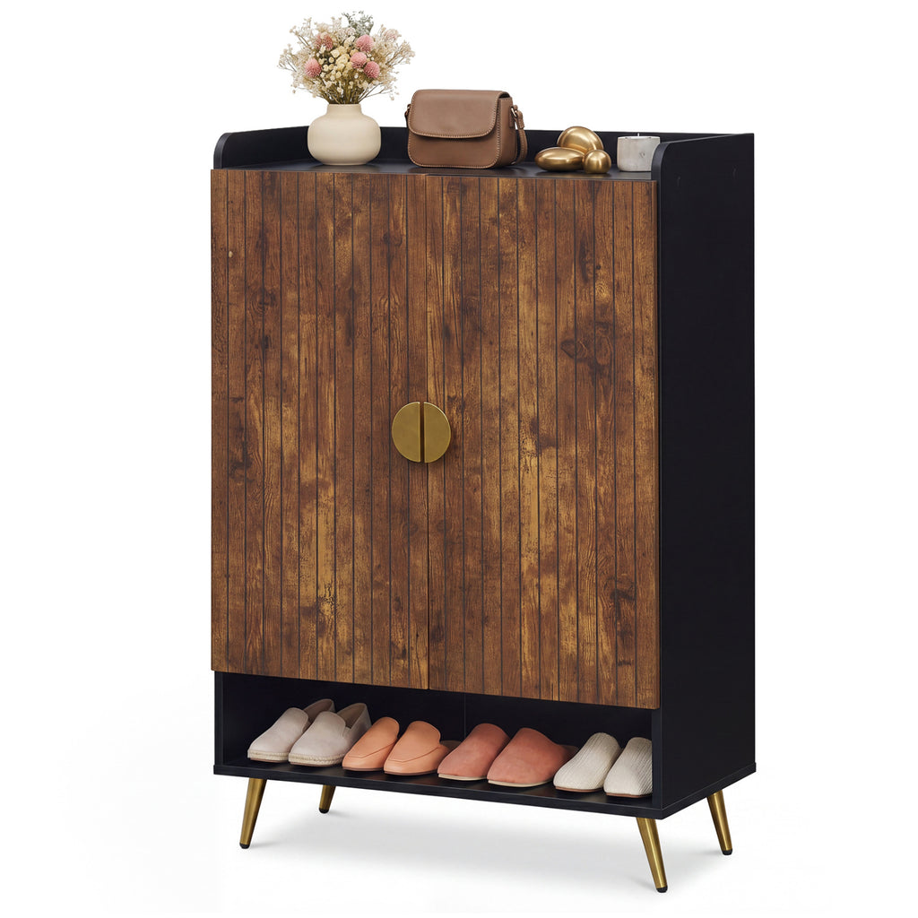44" Shoe Storage Cabinet with 7-Tier Doors - Rustic Brown