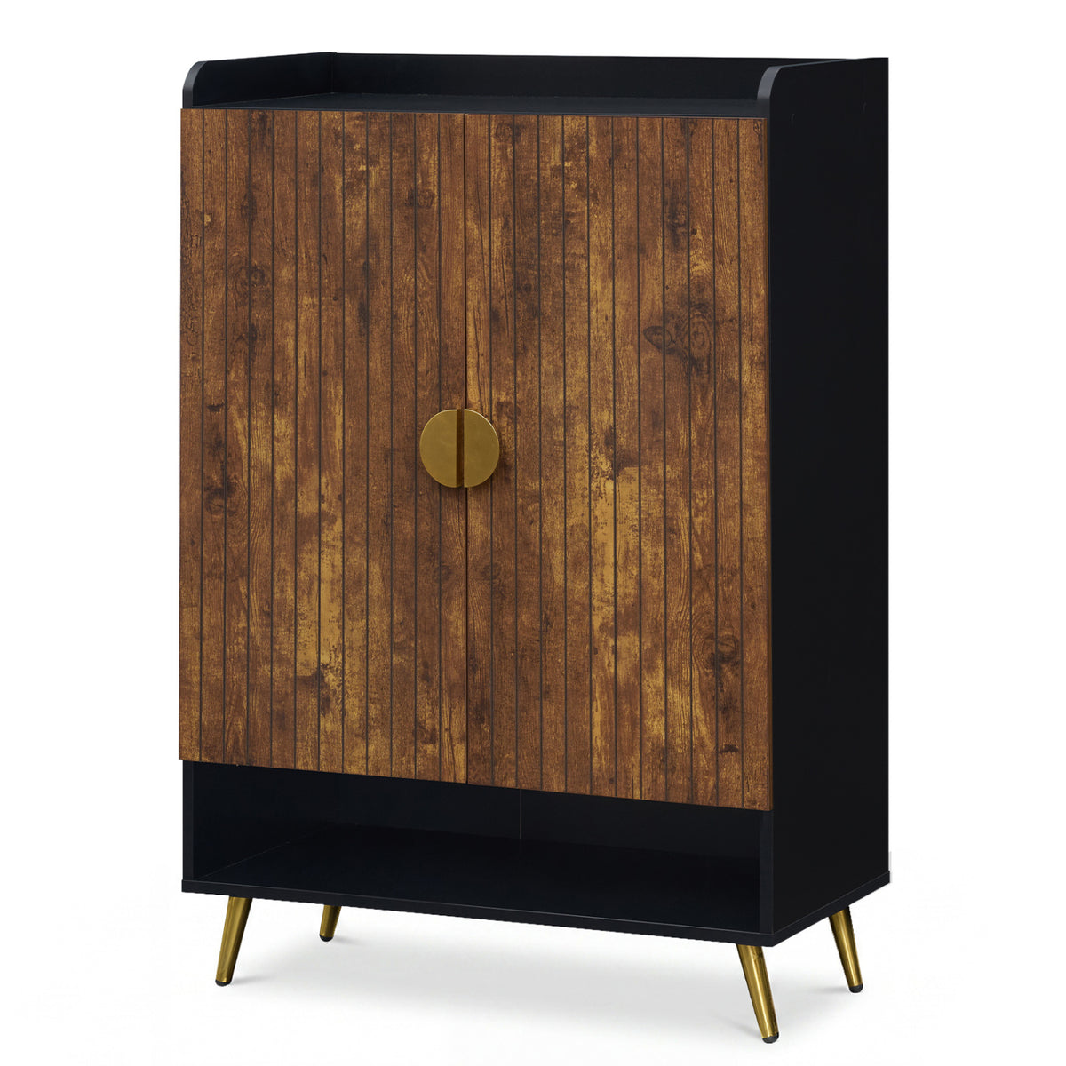 44" Shoe Storage Cabinet with 7-Tier Doors - Rustic Brown