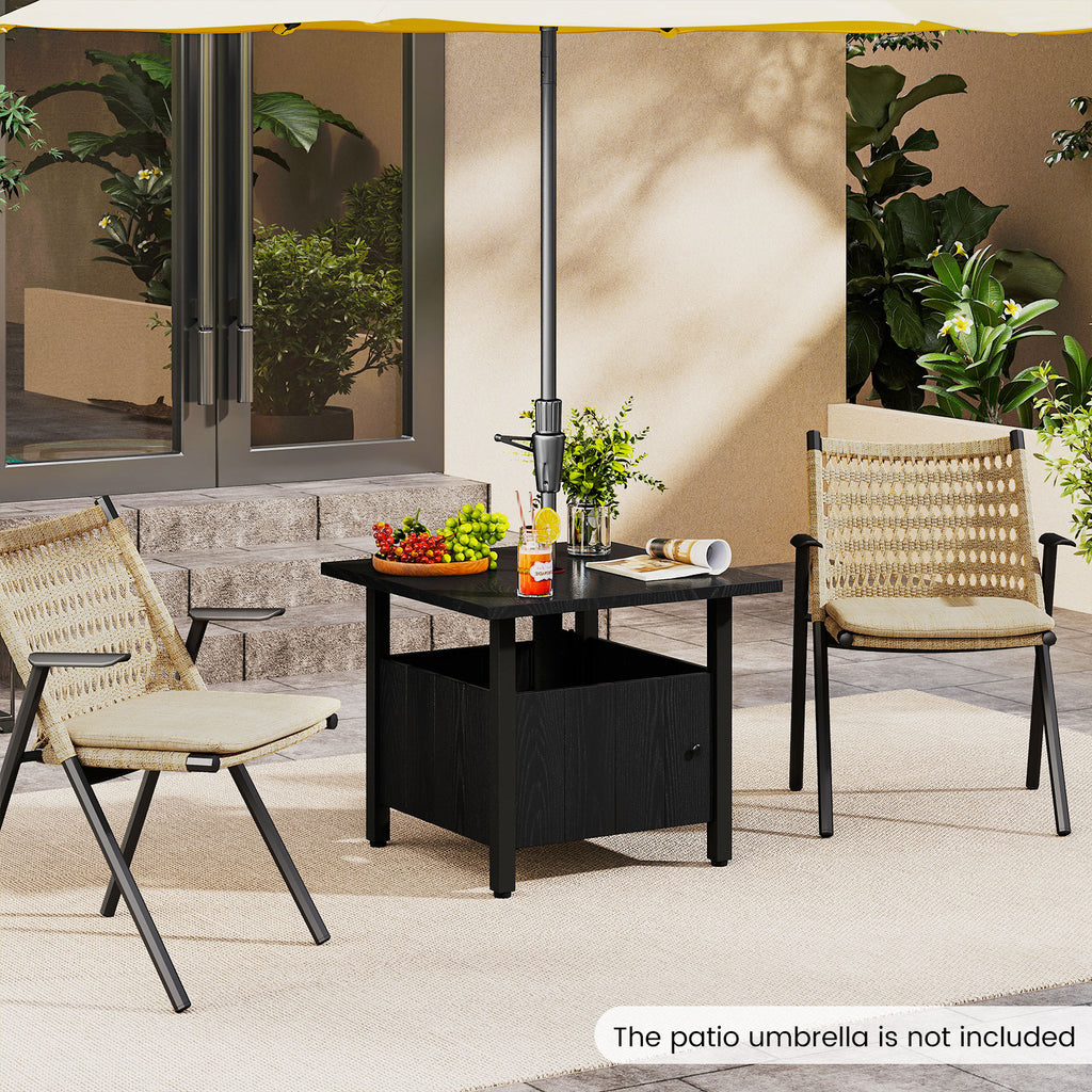 Outdoor Side Table with 1.89" Umbrella Hole Patio Base Stand