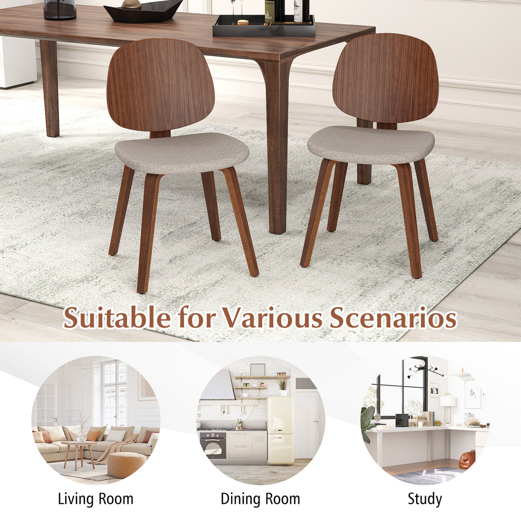 Wooden Dining Chair Set of 2 - Walnut Bentwood Frame