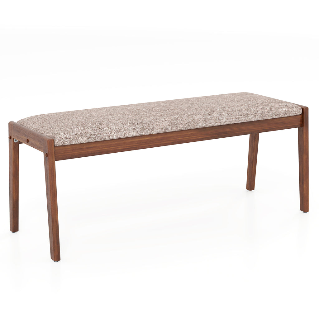 45 Inch Farmhouse Backless Bench with Rubber Wood Legs and Fabric