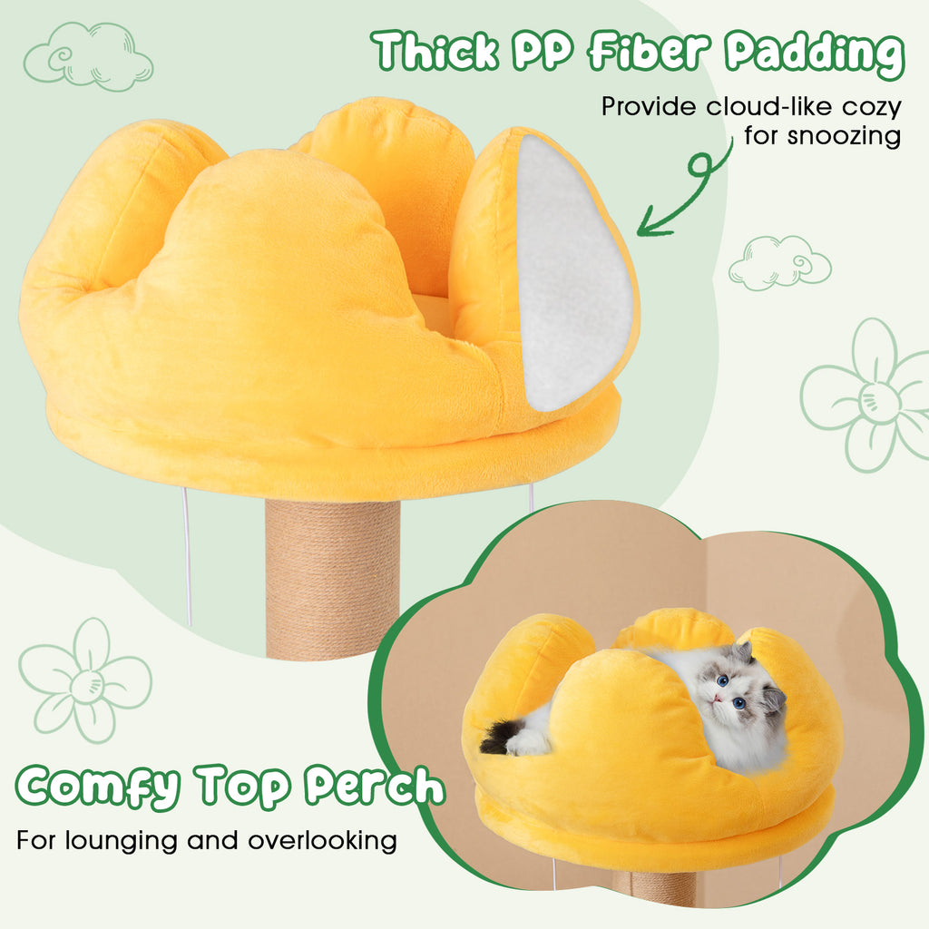 45 Inch Multi-Level Cat Tree with Plush Padded Top Perch and Fruit-Shaped Platforms - Costway