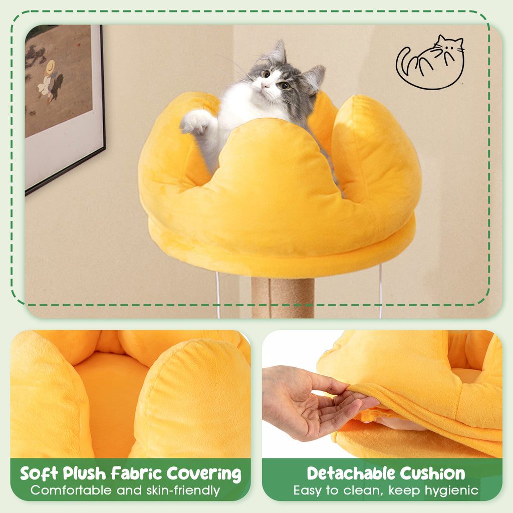 45 Inch Multi-Level Cat Tree with Plush Padded Top Perch and Fruit-Shaped Platforms - Costway