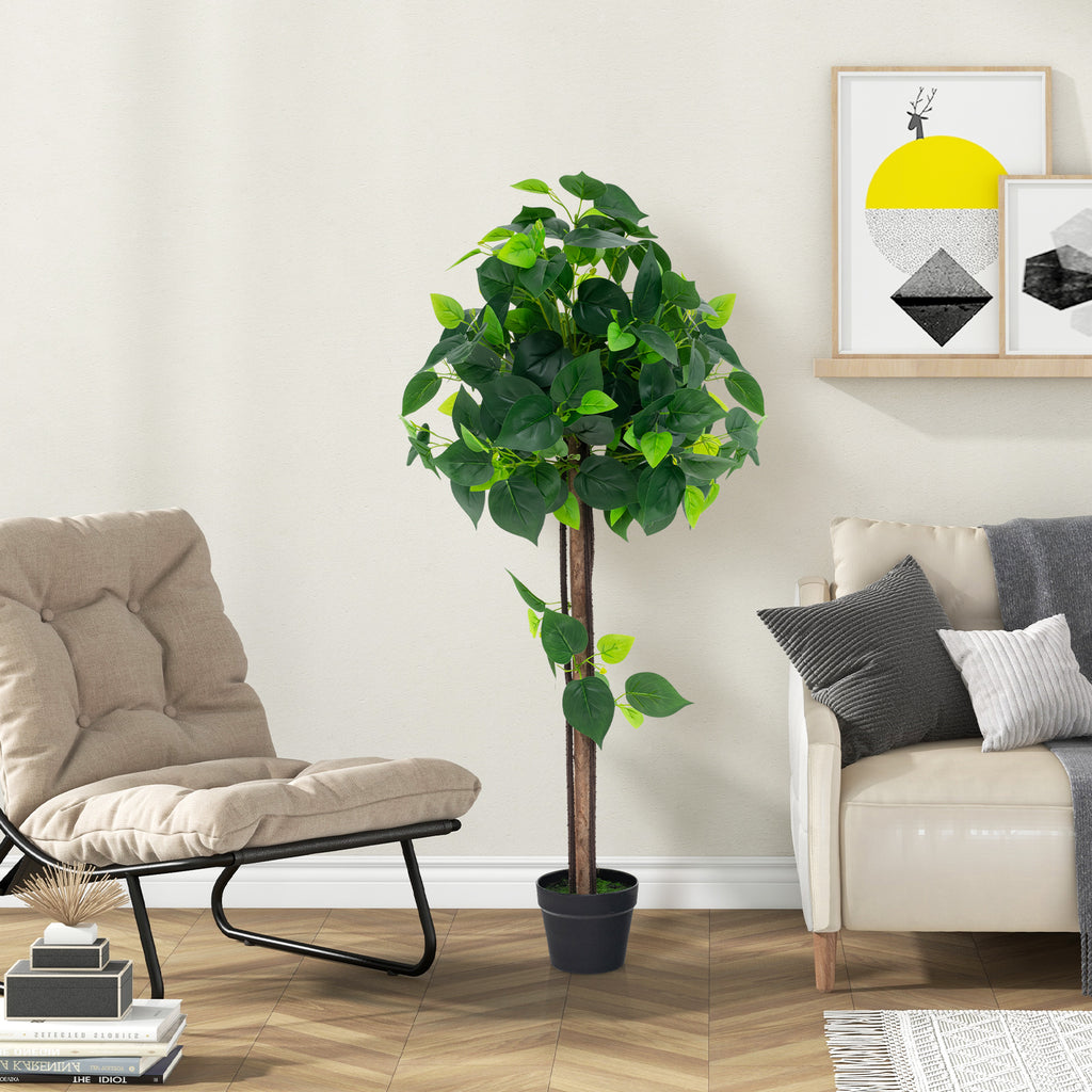 45-Inch Artificial Hydrangea Tree with Real Wood Trunk and Realistic Leaves