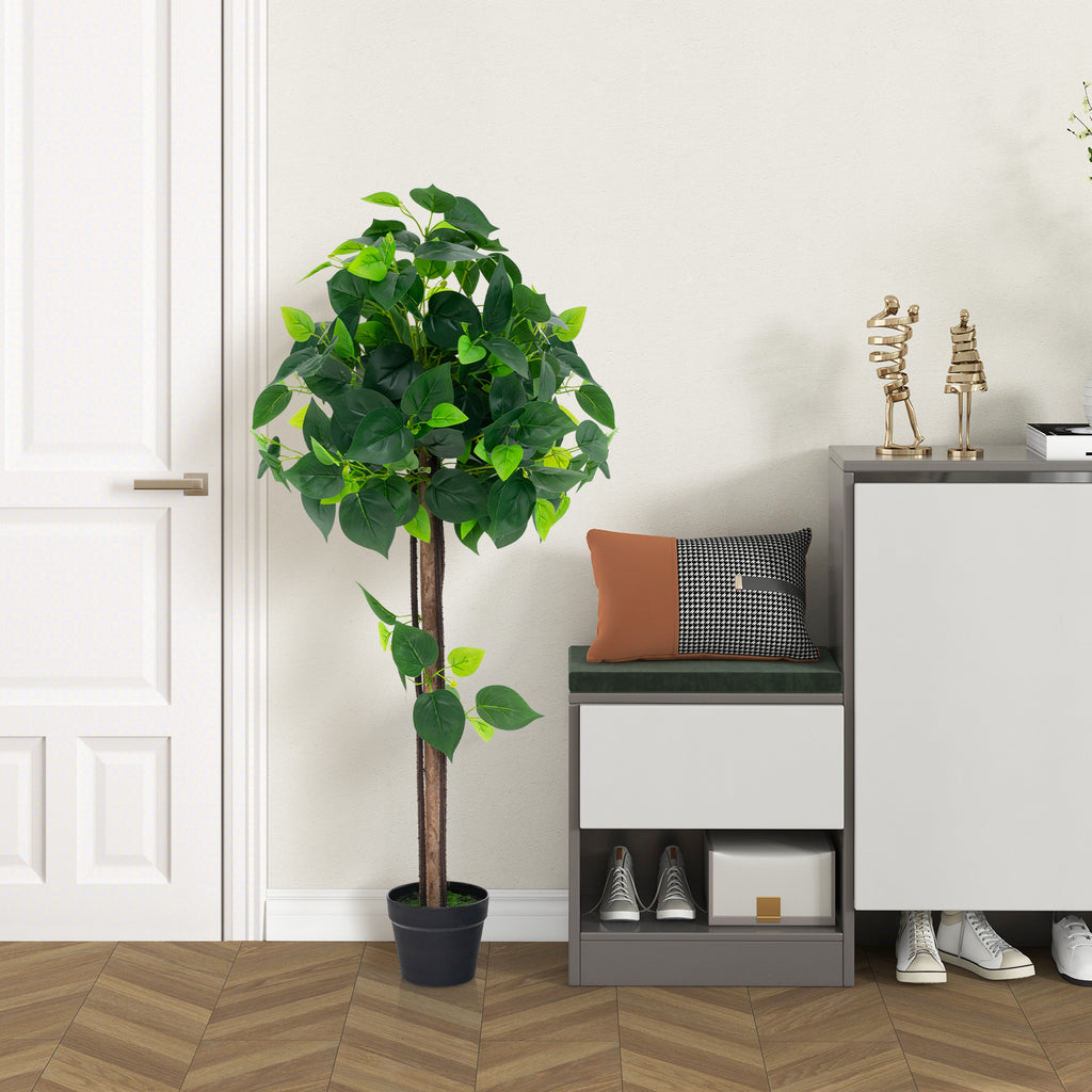 45-Inch Artificial Hydrangea Tree with Real Wood Trunk and Realistic Leaves