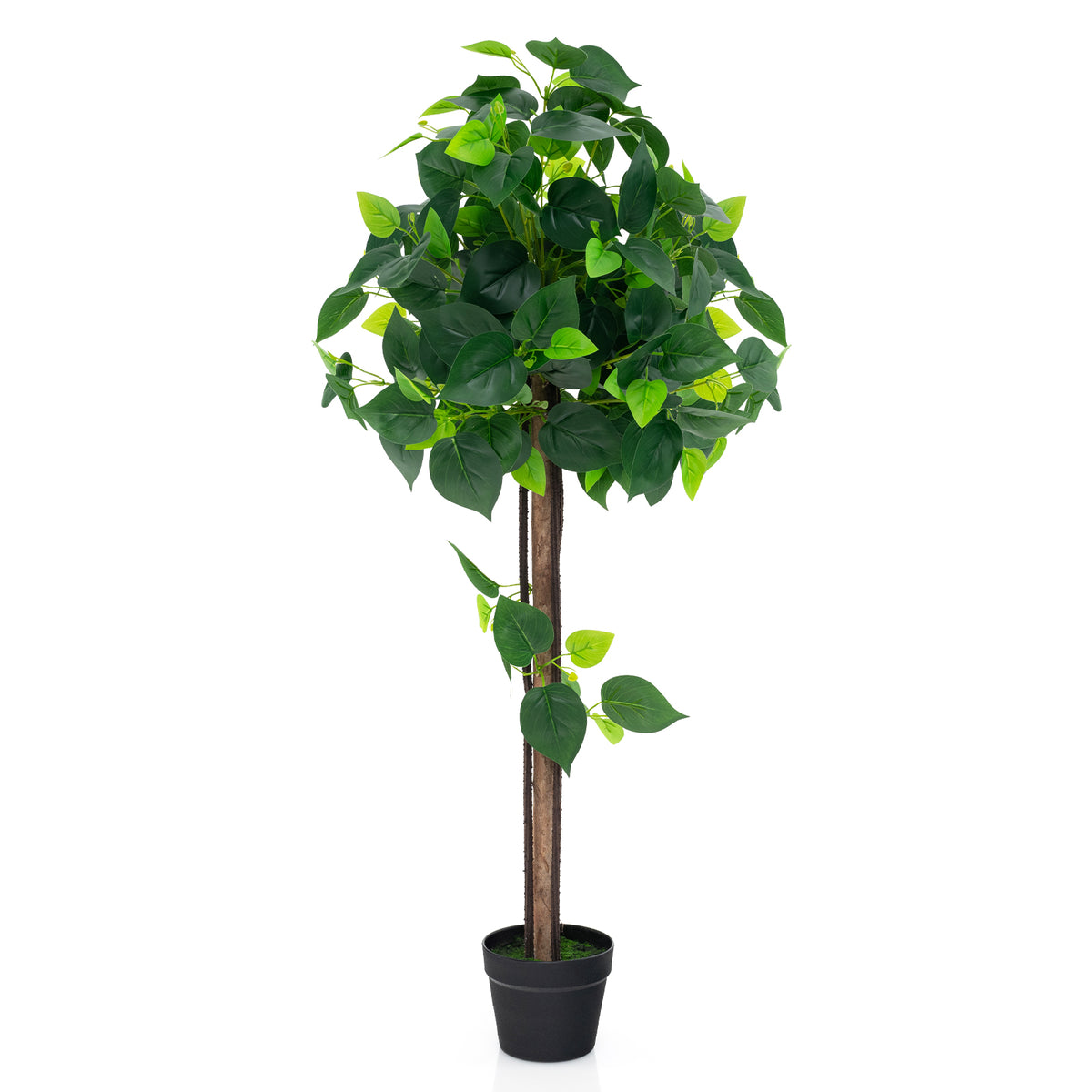 45-Inch Artificial Hydrangea Tree with Real Wood Trunk and Realistic Leaves