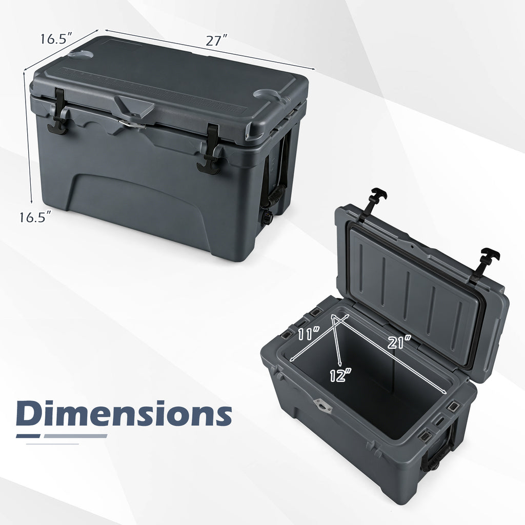 45 Quart Portable Hard Cooler – 6-Day Ice Retention – Gray