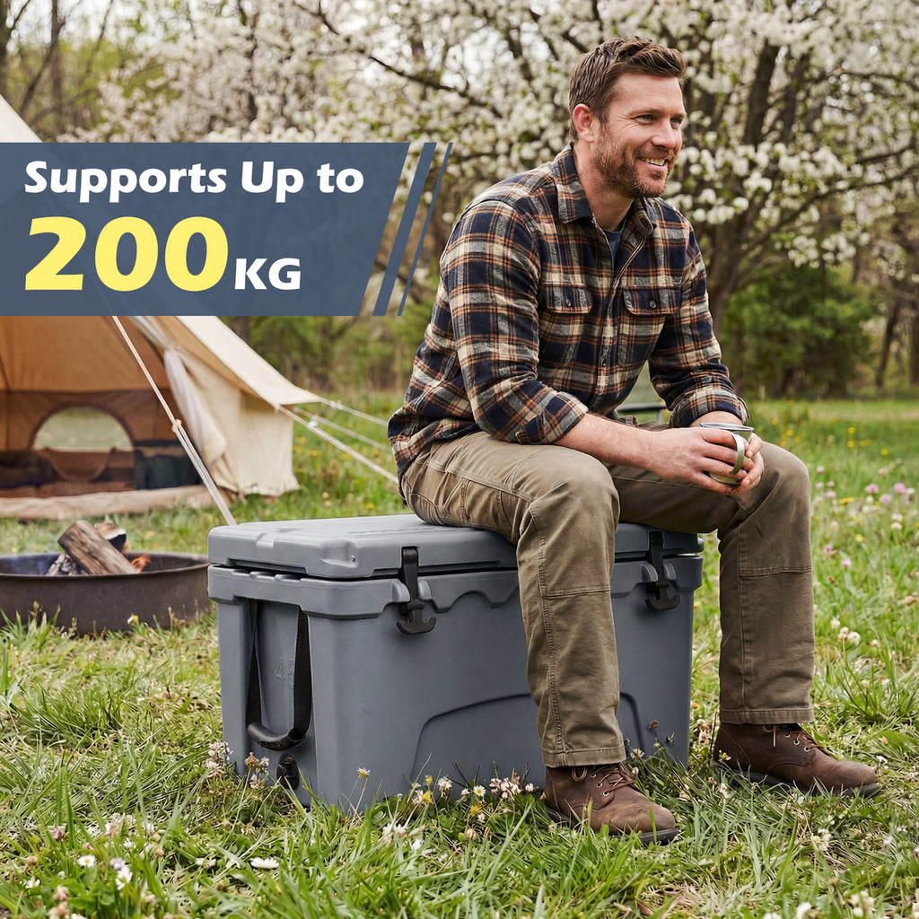 45 Quart Portable Hard Cooler – 6-Day Ice Retention – Gray